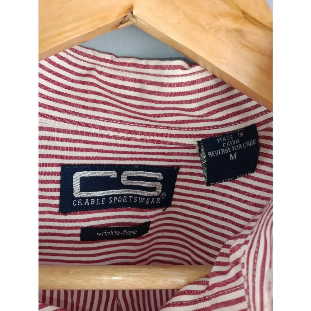 USC Gamecocks Red Stripe Button-Down Shirt with Embroidered Pocket Logo